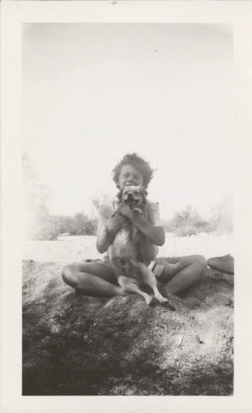 Betty Allen Sitting with Her Dog Sandy