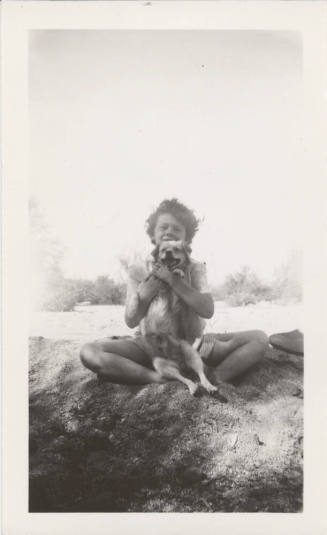 Betty Allen Sitting with Her Dog Sandy
