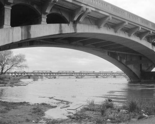The Mill Avenue bridge looking towards the Ash Avenue bridge and the Railroad bridge