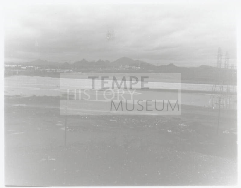 flooded Salt River with power line towers