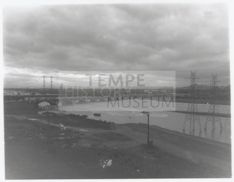 The flooded Salt River from Tempe Butte