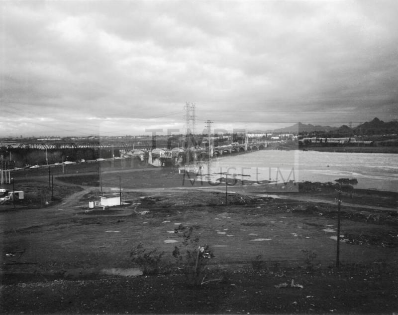 Flooded Salt River from Tempe Butte