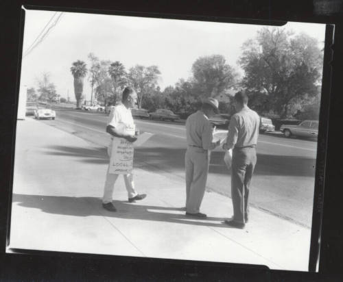 AFL-CIO union organizers on sidewalk