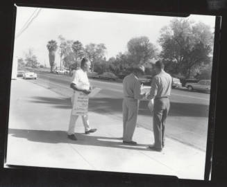 AFL-CIO union organizers on sidewalk