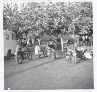 Motorcycles parked at love-in at Tempe Beach Park