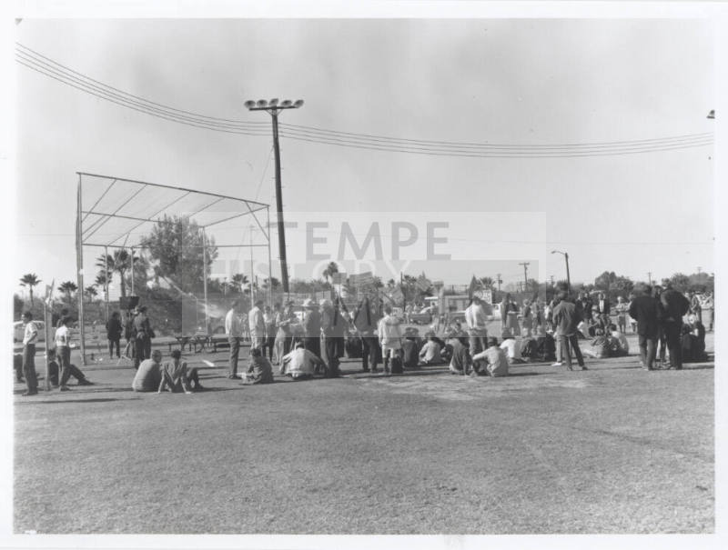 Crowd of people at a draft protest march