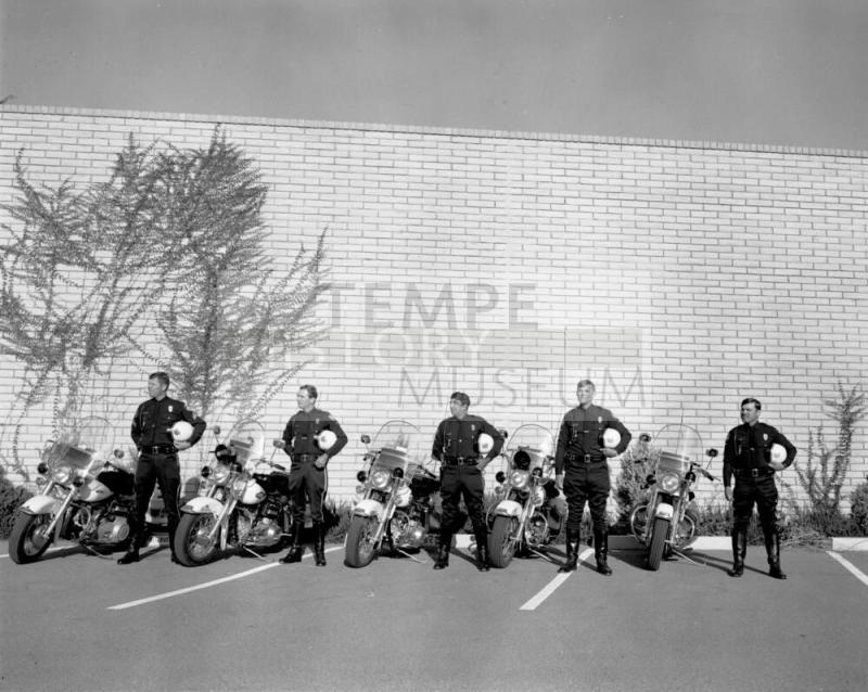 Tempe police officers with their motorcycles