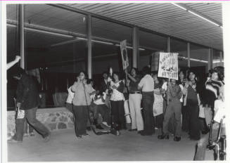 United Farm Worker's Gallo wine protest at Hayden Plaza