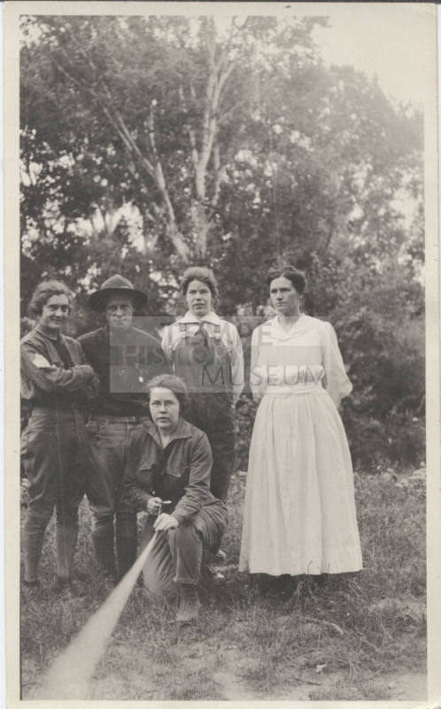 Estelle Hackett and Four Other Friends pose for outdoor self-portrait.