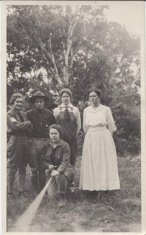 Estelle Hackett and Four Other Friends pose for outdoor self-portrait.