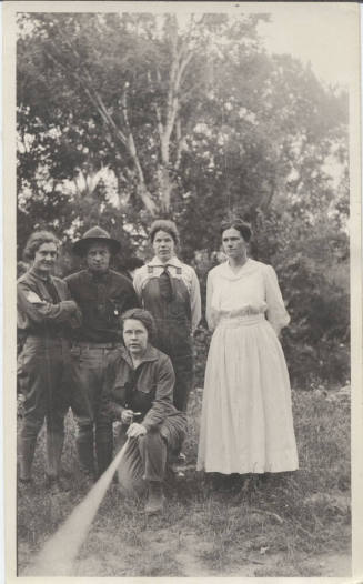 Estelle Hackett and Four Other Friends pose for outdoor self-portrait.