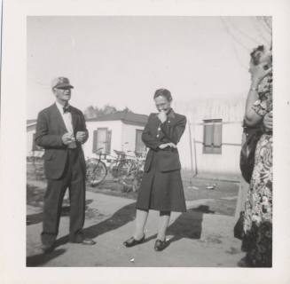 Photograph of Roy Hackett with friends