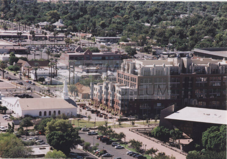 View from Tempe Butte: Looking south to the First Congregational Church.