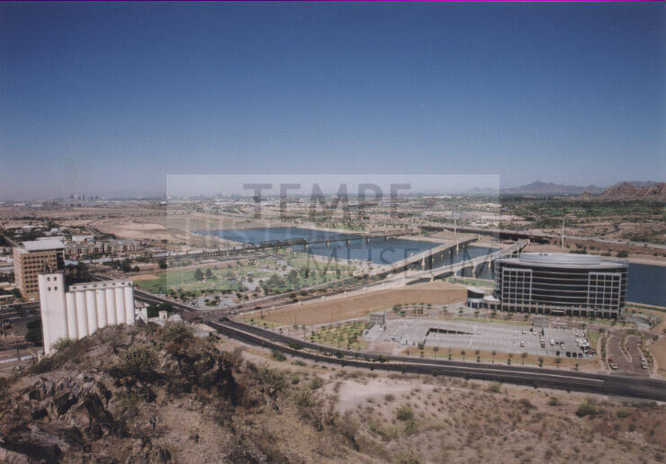 View from Tempe Butte: Hayden Ferry Lakeside, Town Lake, Tempe Beach Park, Flour Mill