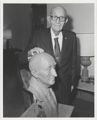 Photograph of Carl Hayden with His Bust