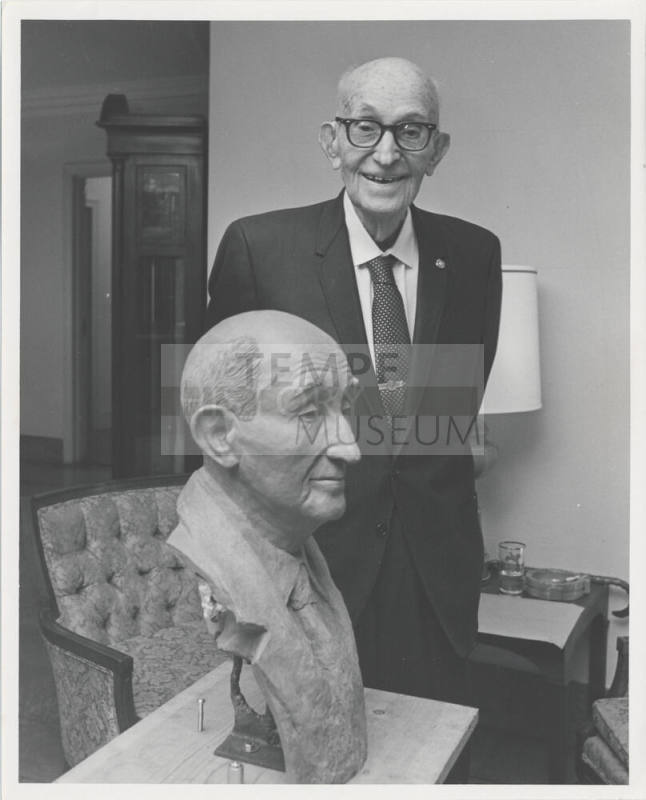 Carl Hayden with a Bust of Himself