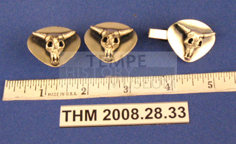Set of metal Cow Skull Cuff-links and Tie Clip