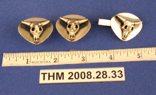 Set of metal Cow Skull Cuff-links and Tie Clip
