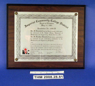 Luther Finley Retirement Plaque