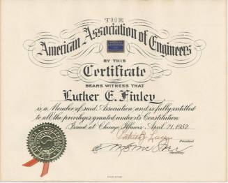 Luther Finley's American Association of Engineers Certificate