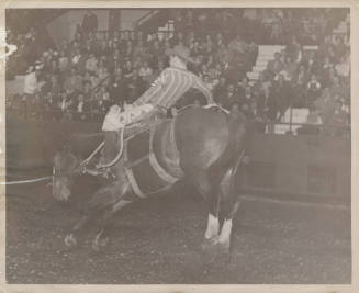 B/W Photo of a Cowboy on a Bucking Horse