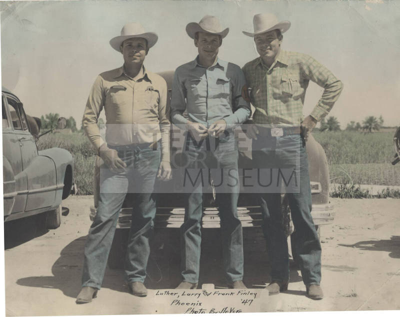 Colorized Photo of Luther, Larry, and Frank Finley, Phoenix 1947