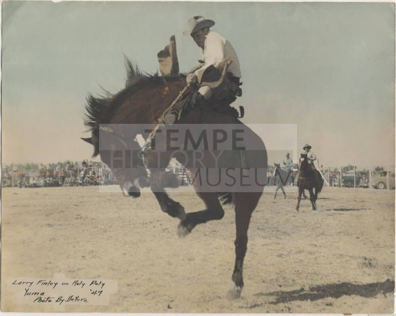 Colorized Photo of Larry Finley on "Roly Poly" at Yuma, 1947