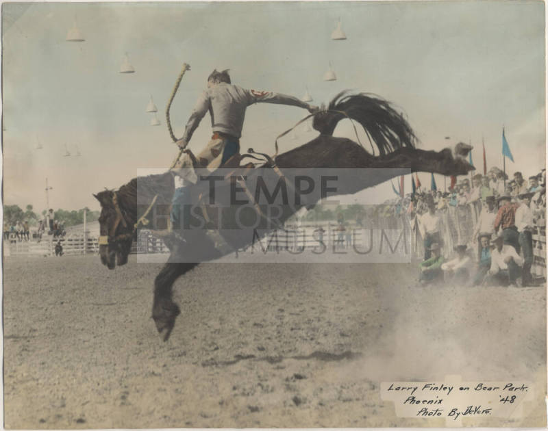 Colorized Photo of Larry Finley on "Bear Park" in Phoenix, 1948