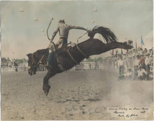 Colorized Photo of Larry Finley on "Bear Park" in Phoenix, 1948