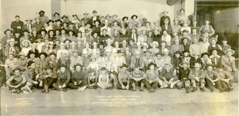 Cowboy and Cowgirl Contestants at the Worlds Championship Rodeo at Madison Square Garden, New York City, 1942