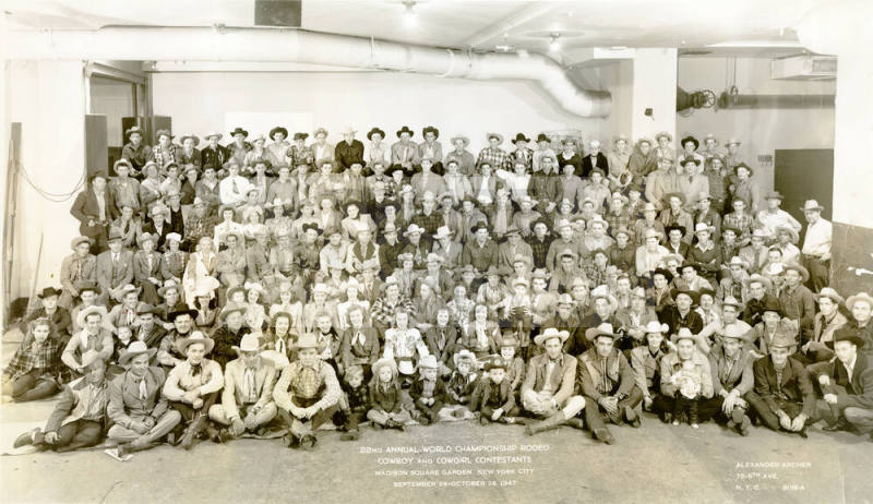 22nd Annual World Championship Rodeo Contestants, NYC, 1947