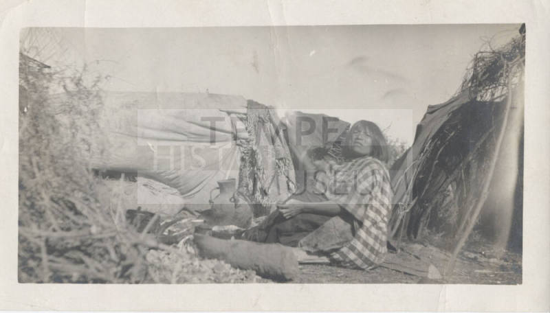 Native American with Textiles