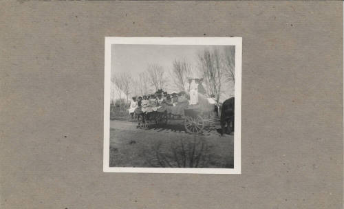 Young Women on Hay Wagon