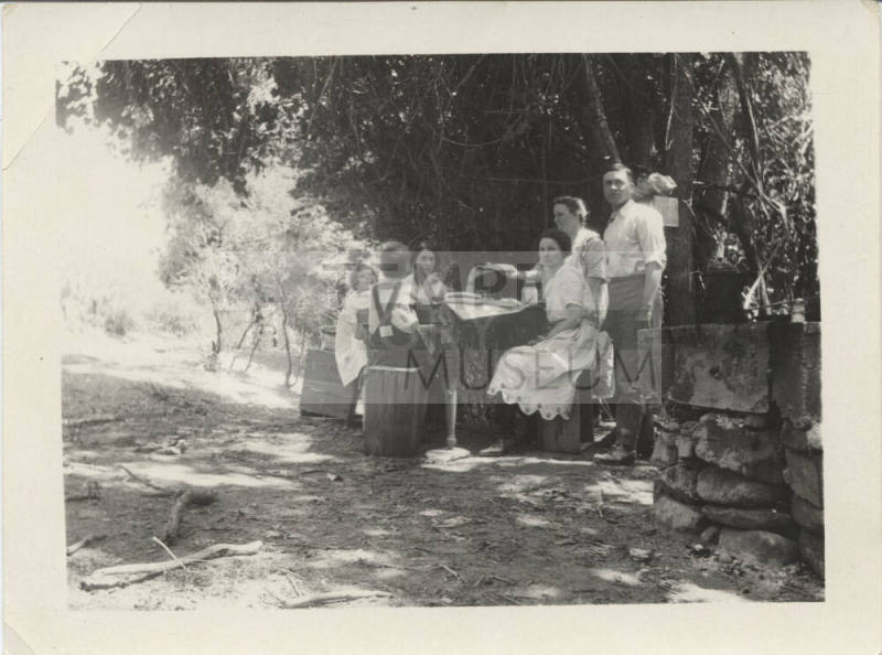 Family Group Picnicking in Wooded Area