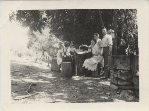 Family Group Picnicking in Wooded Area