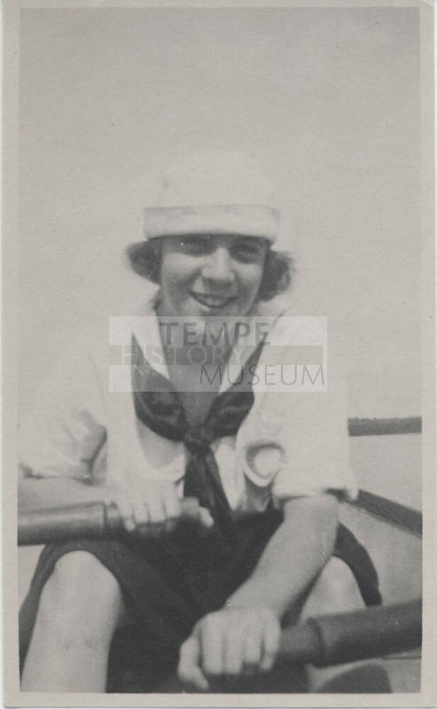 Elsie G. Riley in Rowboat on Lake