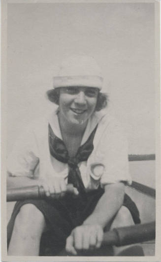 Elsie G. Riley in Rowboat on Lake