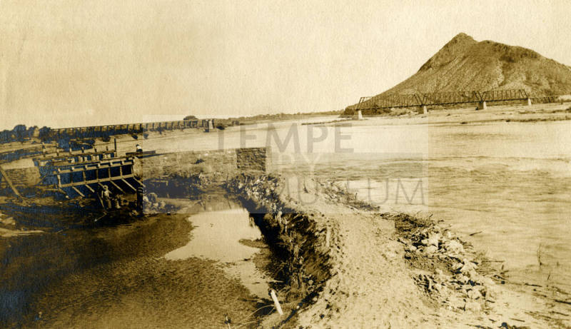 Damaged Phoenix & Eastern Railroad Bridge after 1905 flood