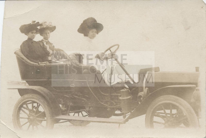 Three Women Riding in Open Model-T Ford