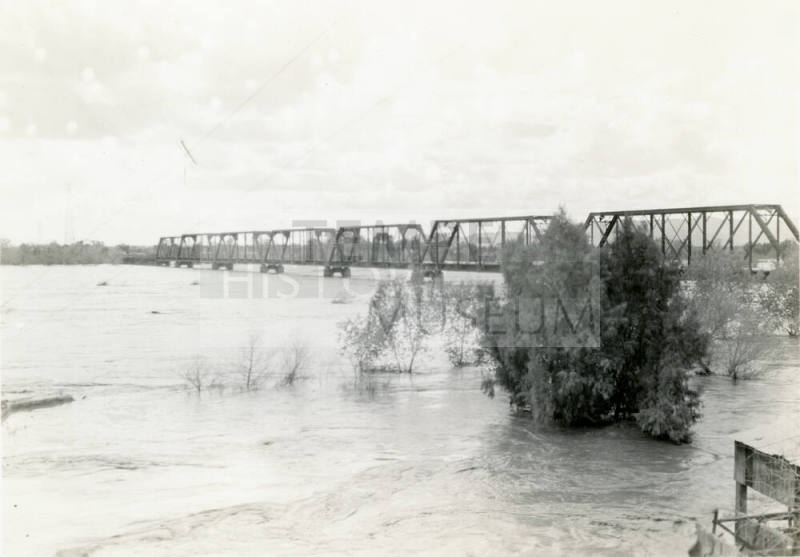 Southern Pacific Railroad Bridge During Flood