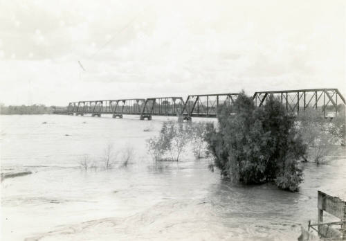 Southern Pacific Railroad Bridge During Flood