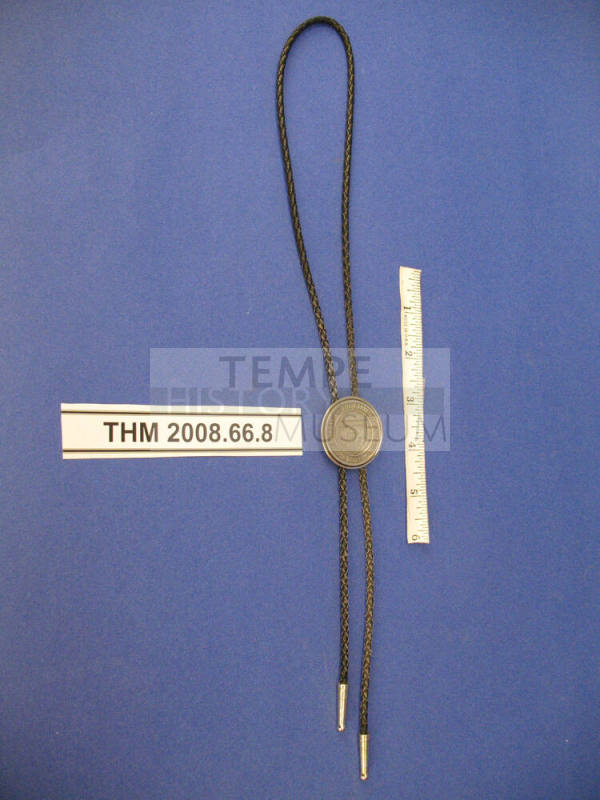 Bola Tie, silver-tone Arizona Seal on a Medallion