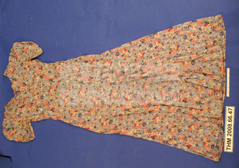 Blue and Pink Floral 1940s Dress