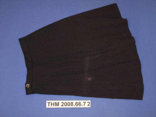 Navy Crepe A-Line Skirt with two Pleats.