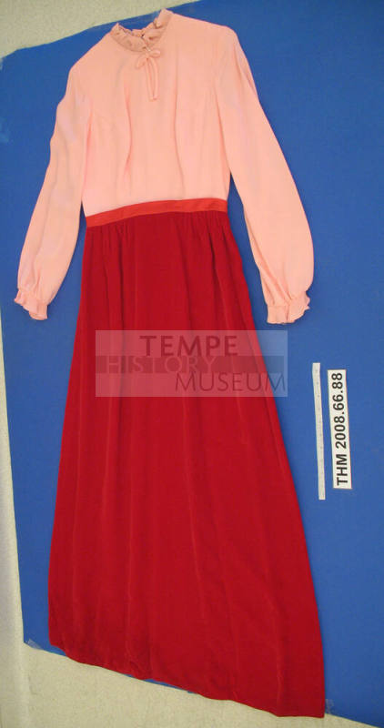 Velvet Bridesmaid formal dress, pink top, crimson skirt