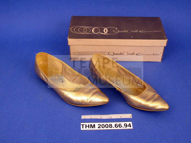 Gold-leather Flats with Box