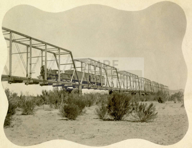 Train crossing the Maricopa and Phoenix Railroad Bridge at Tempe