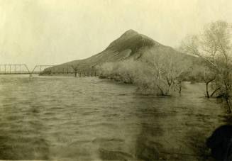 Sante Fe Railroad Bridge over Salt River with Tempe Butte, Tempe, Arizona