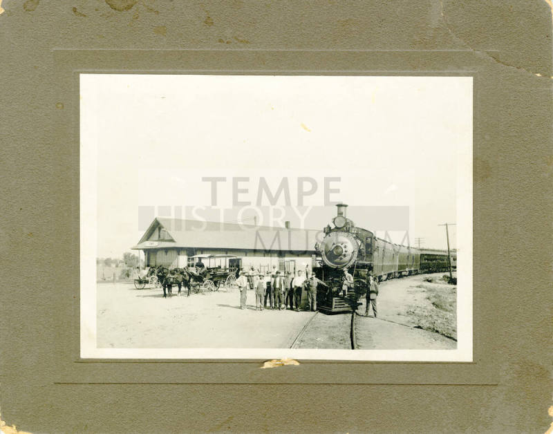 Olive Hotel Coach and train at  Tempe Depot at West Second Street, Tempe, Arizona
