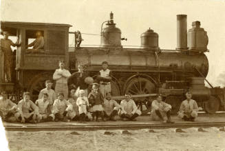 Football Team and Train Engine 'Mesa City.'